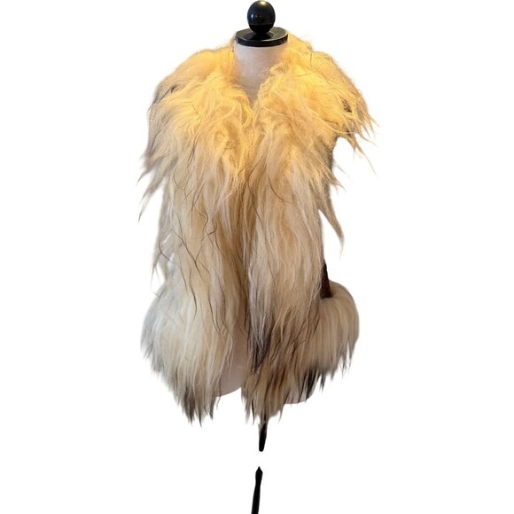 Vintage Genuine Mongolian Womens Lamb Fur Suede Vest Size Small Brown Rare - Picture 7 of 12